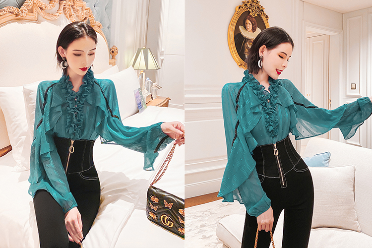 夏季时尚百搭减龄设计款雪纺衫,夏季爆款雪纺衫百搭时尚减龄