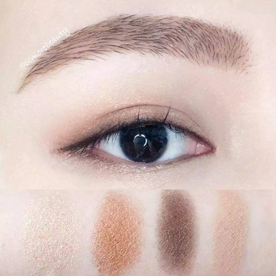 圆脸单眼皮眼妆教程日常化妆,大圆脸单眼皮欧美妆教程