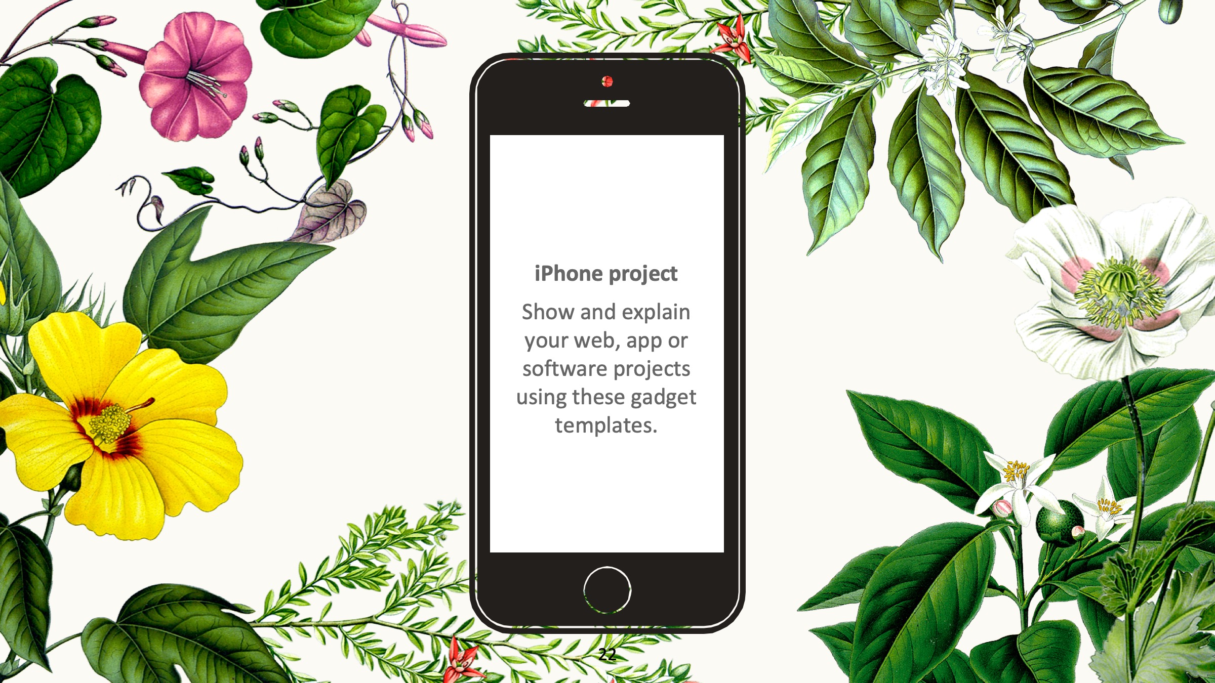 PPT植物插图模板——可免费*载下**，一键替换文字