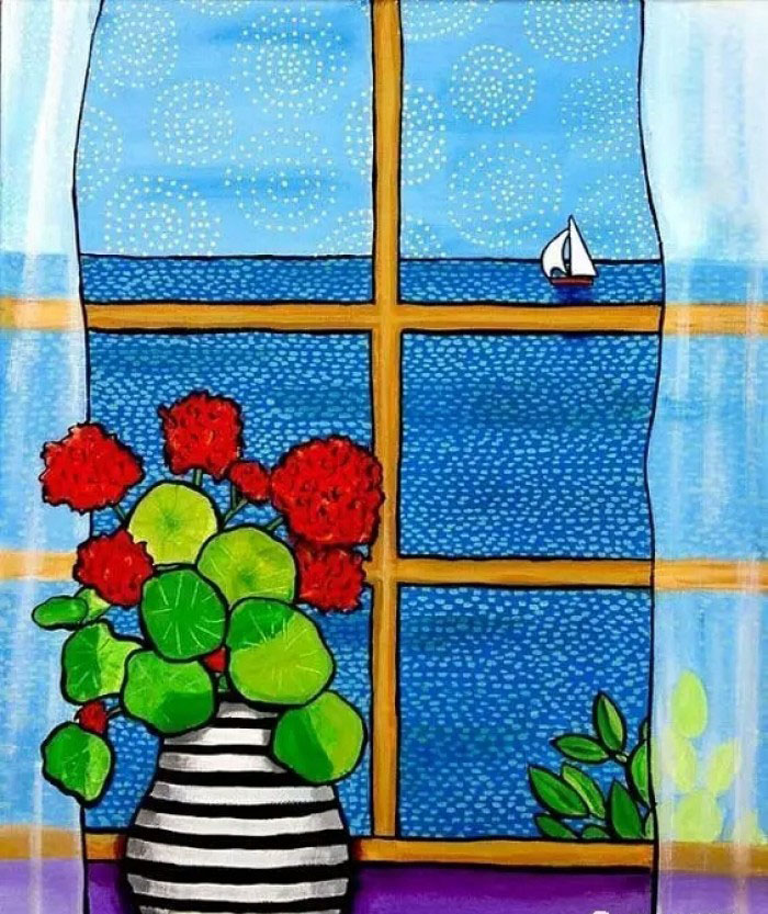 儿童创意水粉画作品,6-12岁幼儿创意水粉教程入门