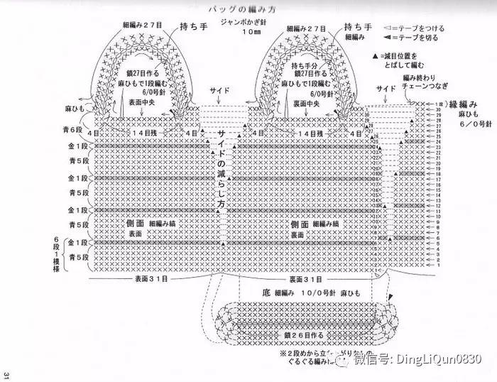 用一个塑料袋做包包,钩编包包的花样图解
