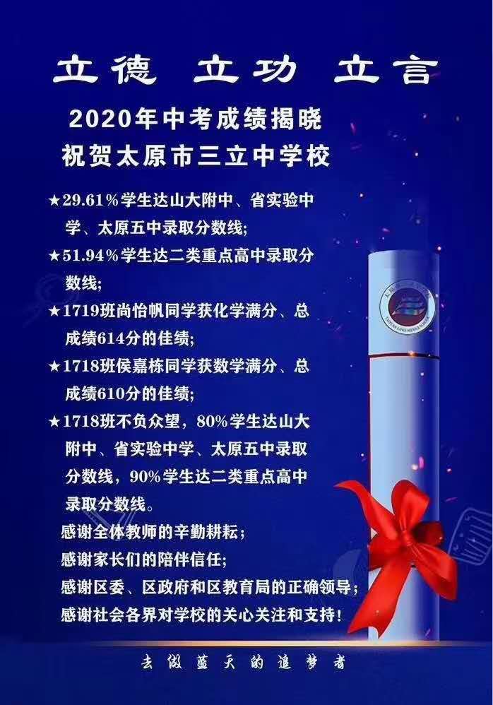 太原2022年中考学校成绩排名,山西太原2020年中考录取分数线