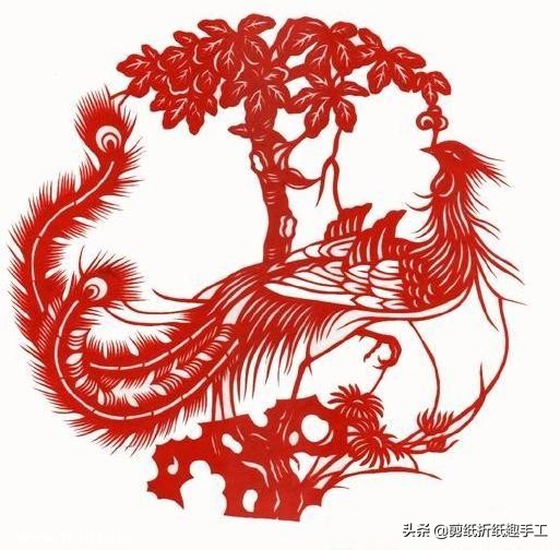 凤凰剪纸百鸟之王,凤凰剪纸100幅图片