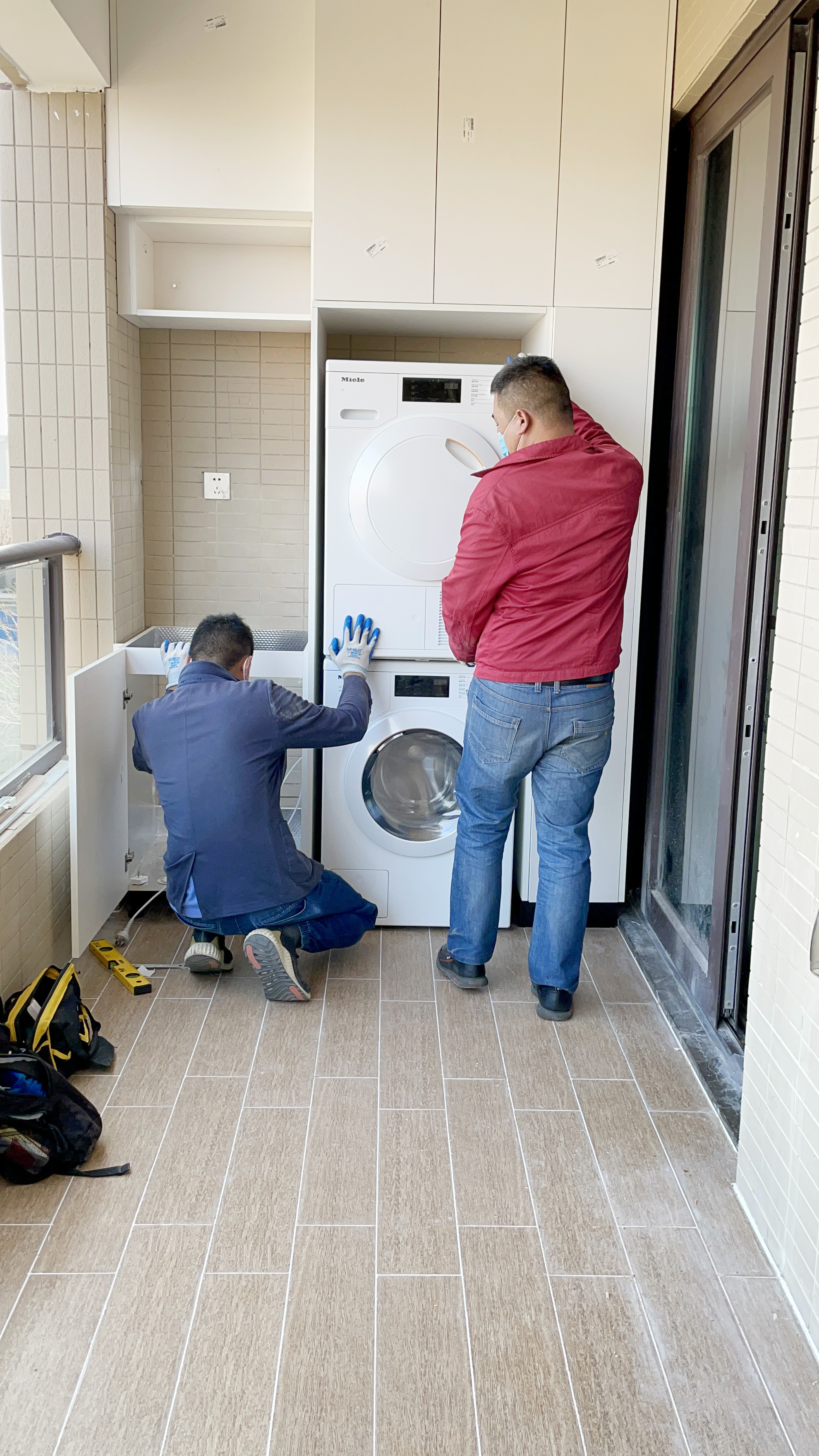 我家装修记录全集,阳台装修洗衣机柜安装