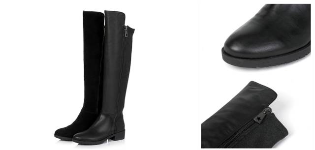 烟灰色牛仔裤怎么搭过膝靴,小香风皮毛外套搭配牛仔裤过膝靴