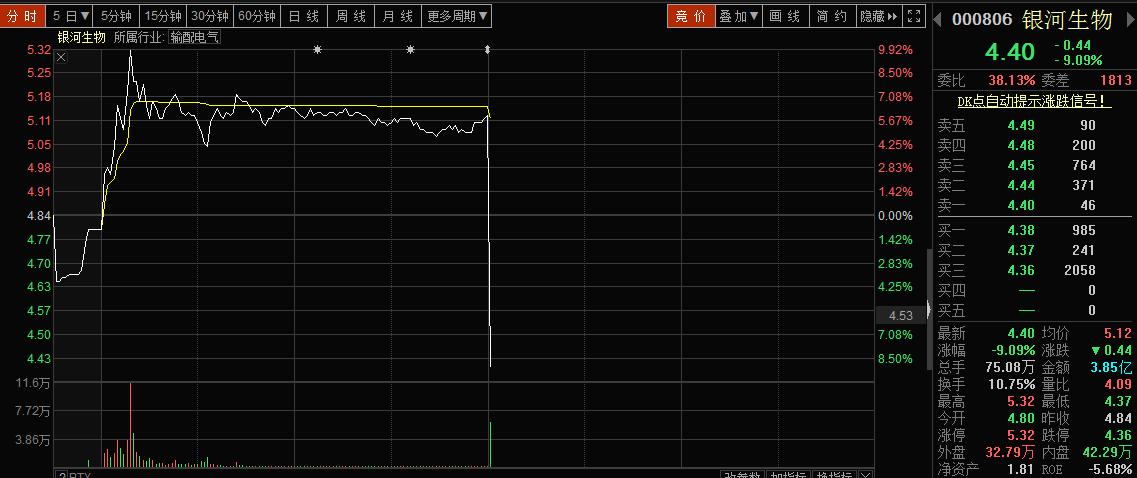 银河生物股票今天走势,000806银河生物股吧最新股价