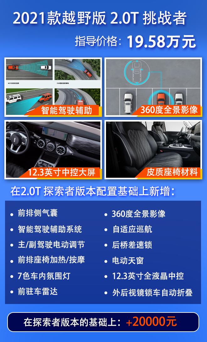 坦克300购车指南：推荐越野版2.0T挑战者