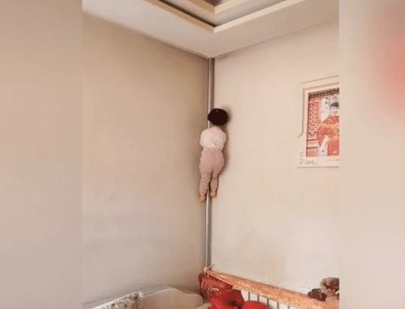 “飞毛腿宝宝”爬暖气管火了,传说中的“三天不打上房揭瓦”?