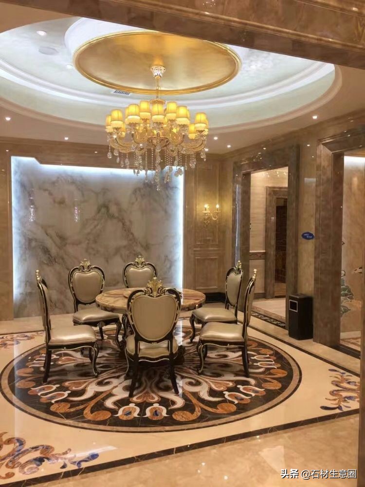 大理石地面水刀拼花效果图,100多平方水刀拼花图片