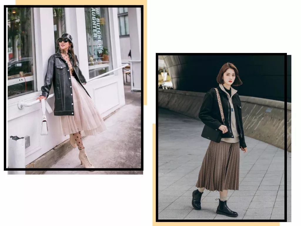 韩国look穿搭,冬穿搭韩系裙装