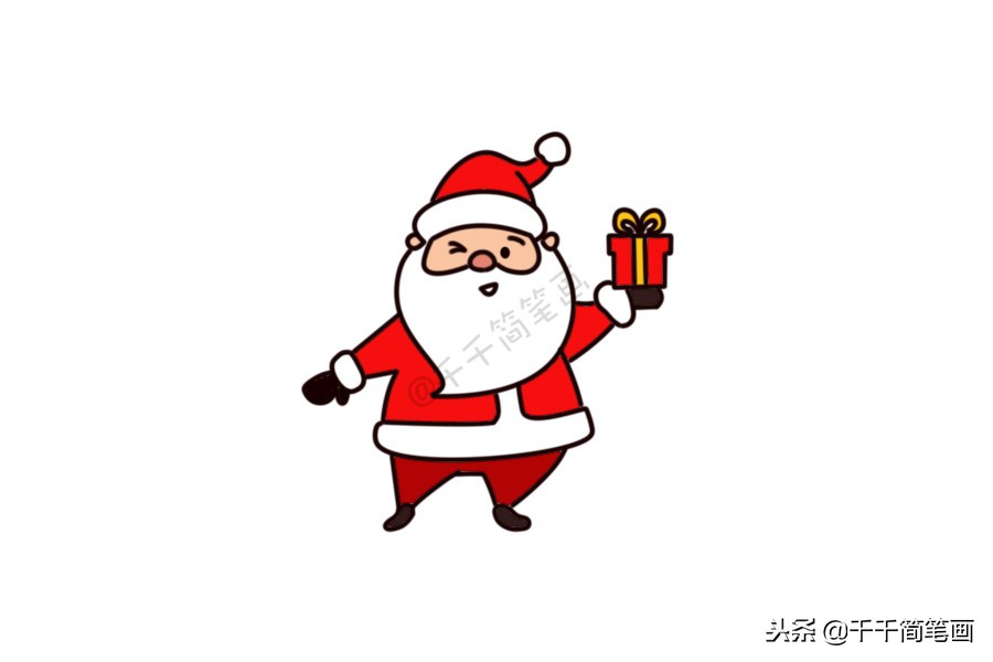 圣诞老人简笔画应该添什么,圣诞老人的礼物简笔画