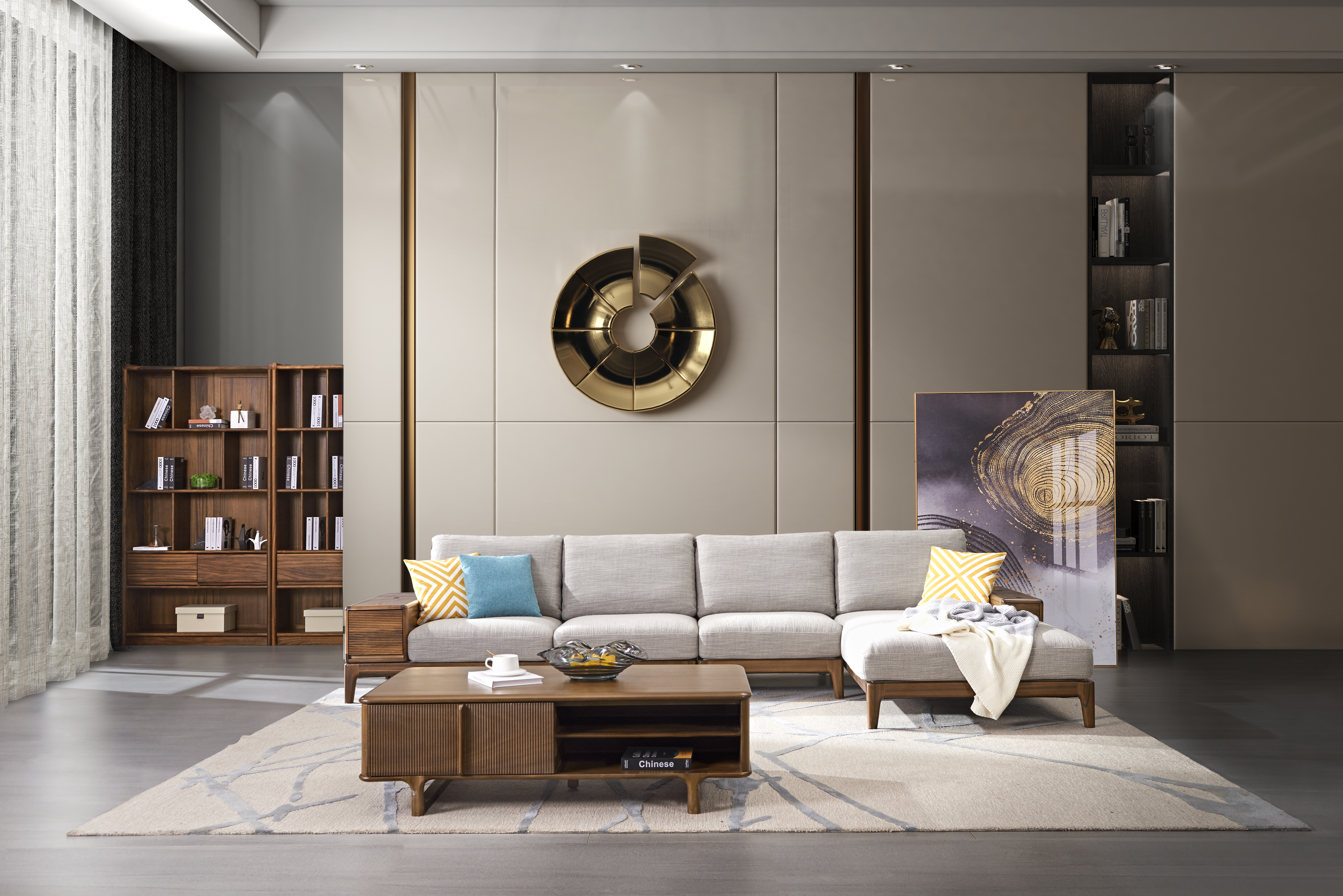 现代风格胡桃楸木家具,胡桃木现代新中式家具图片