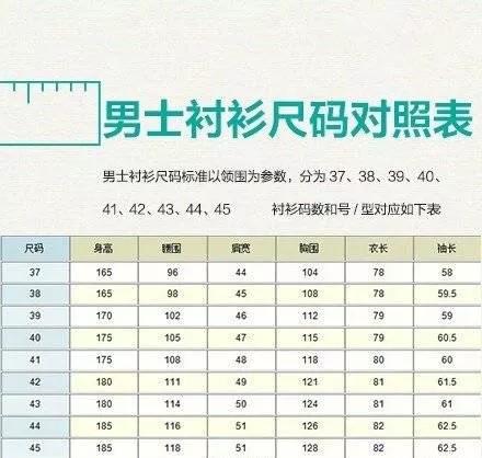 内衣尺码对照表女士,服装尺码对照表男士身高体重