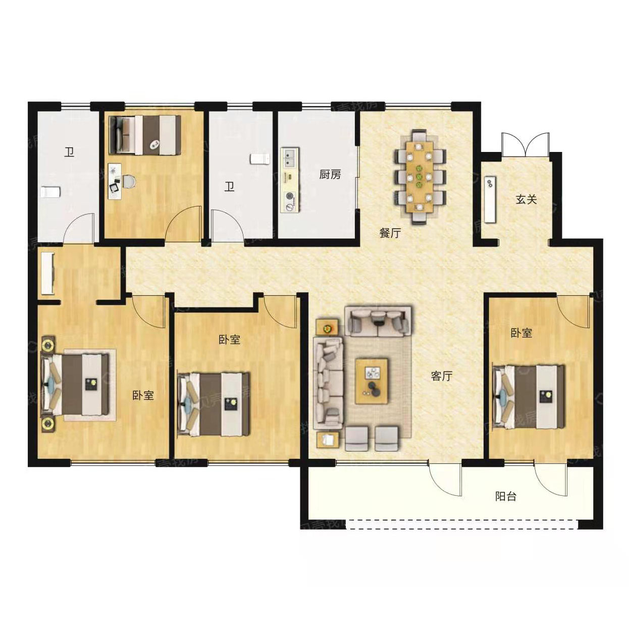 烟台融创蓝天壹号155平图片,烟台融创蓝天壹号两梯四户结构图