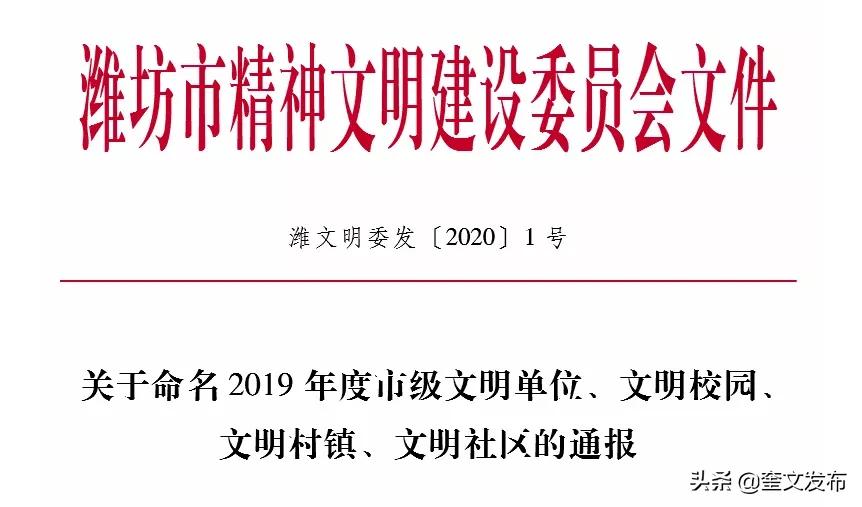 潍坊省级文明单位名单,潍坊市2019年文明村镇公示