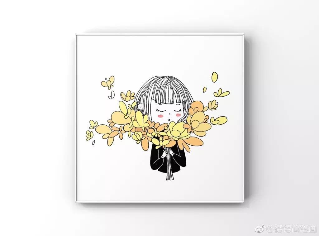 简单清新花卉的简笔画图片大全,唐老鸭简笔画可爱清新小女孩