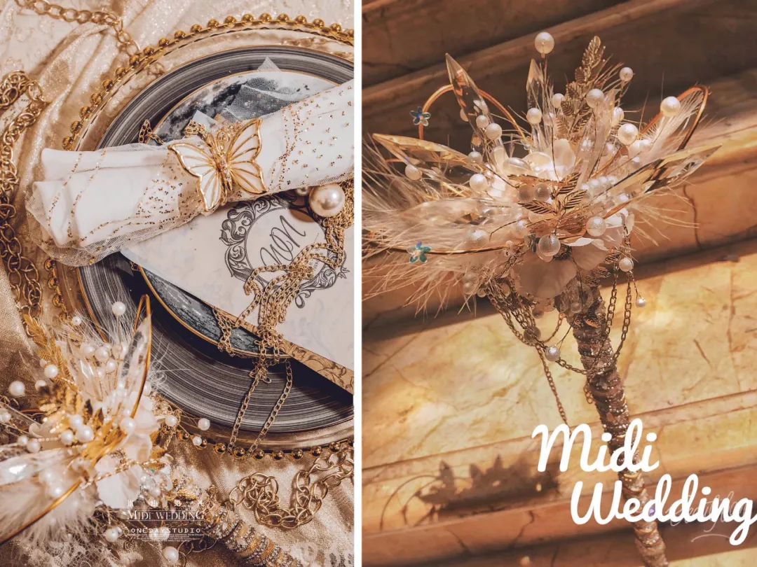 奢华的金色系欧式复古风婚礼,欧式宫廷风简约风婚礼