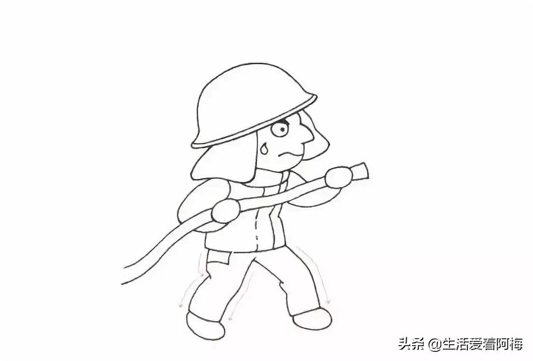 消防员进入火场的背影简笔画,消防员的画法简笔画教程