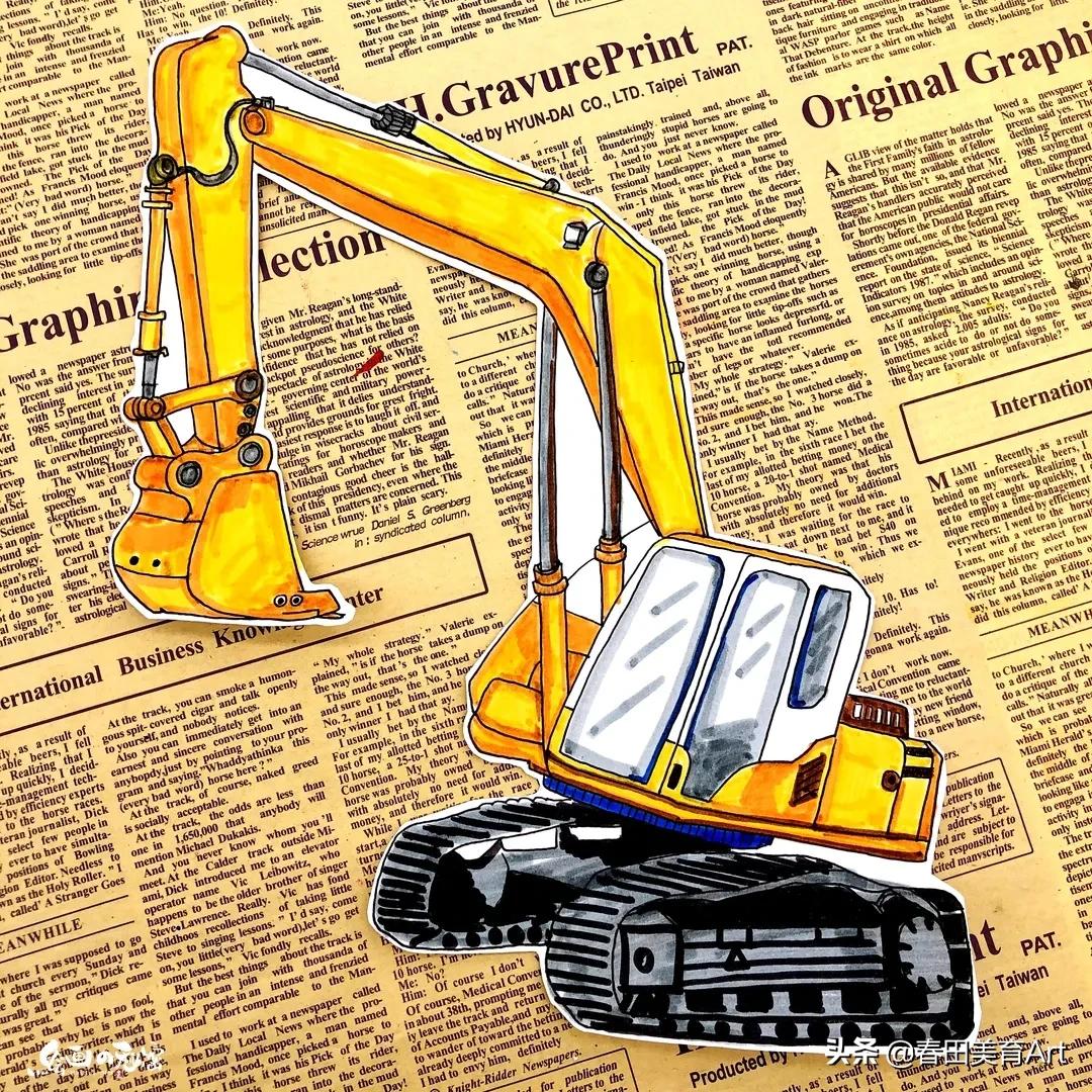 教程丨少儿美术课程《轰隆隆的挖掘机》