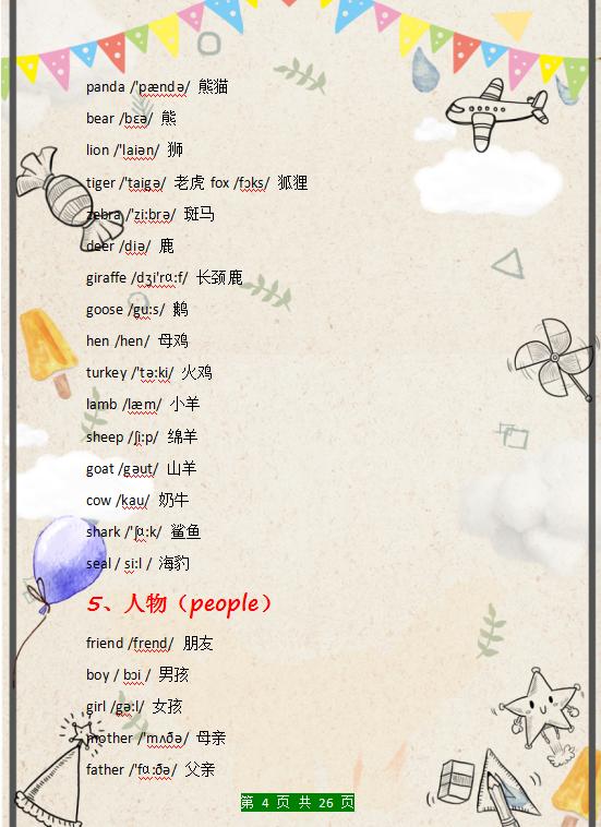 冀教版小学英语单词汇总带音标的,小学英语常用单词音标朗读