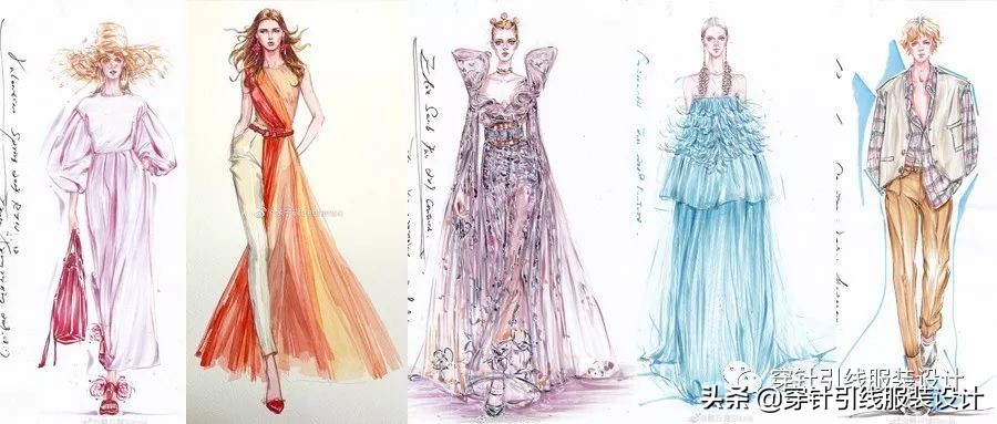 礼服服装效果图手绘,西装手绘服装效果图