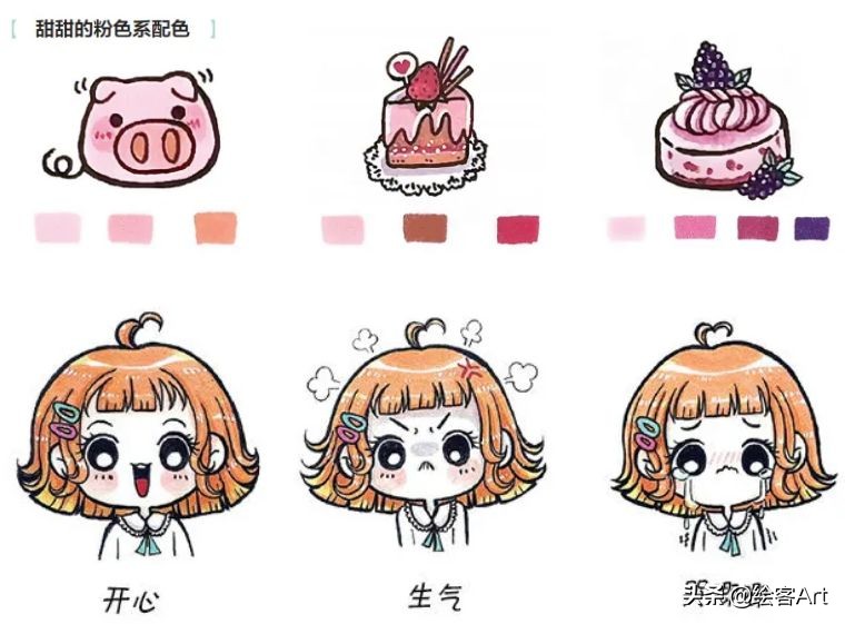 马克笔q版字母怎么画,马克笔手绘漫画少女q版