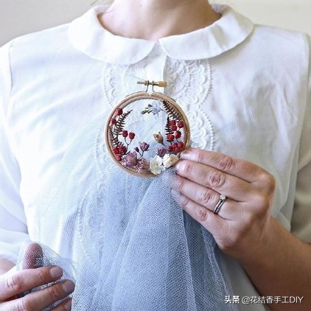 手工diy刺绣分享60款,干花刺绣作品图片