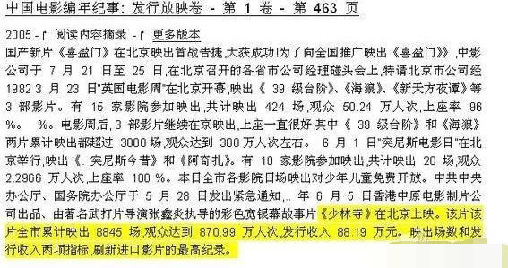 老版少林寺票房纪录是多少,1982年少林寺电影票多少钱