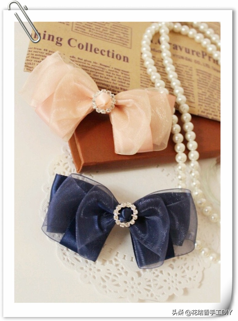 布艺发饰三层蝴蝶结发夹鸭嘴夹,手工制作蝴蝶结发饰教程