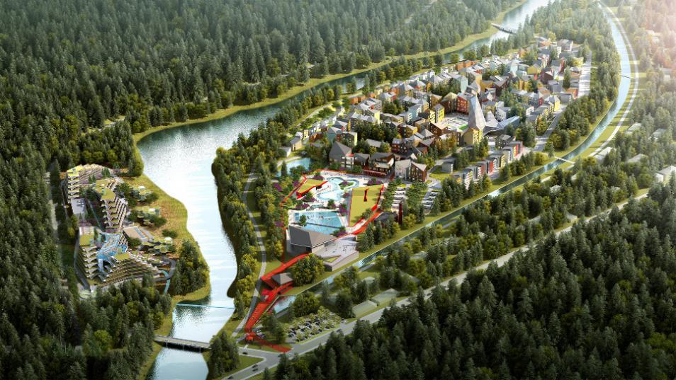 天池临漫江，池南藏鹿苑