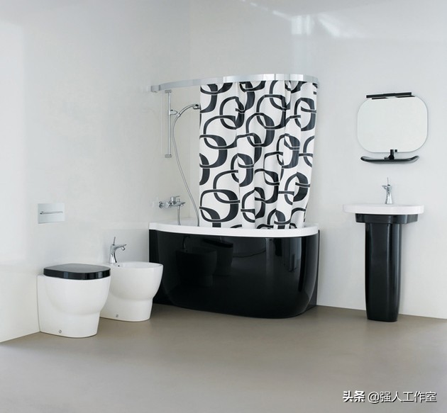 浴室干湿分离带嵌入式圆浴缸,钻石型淋浴浴缸