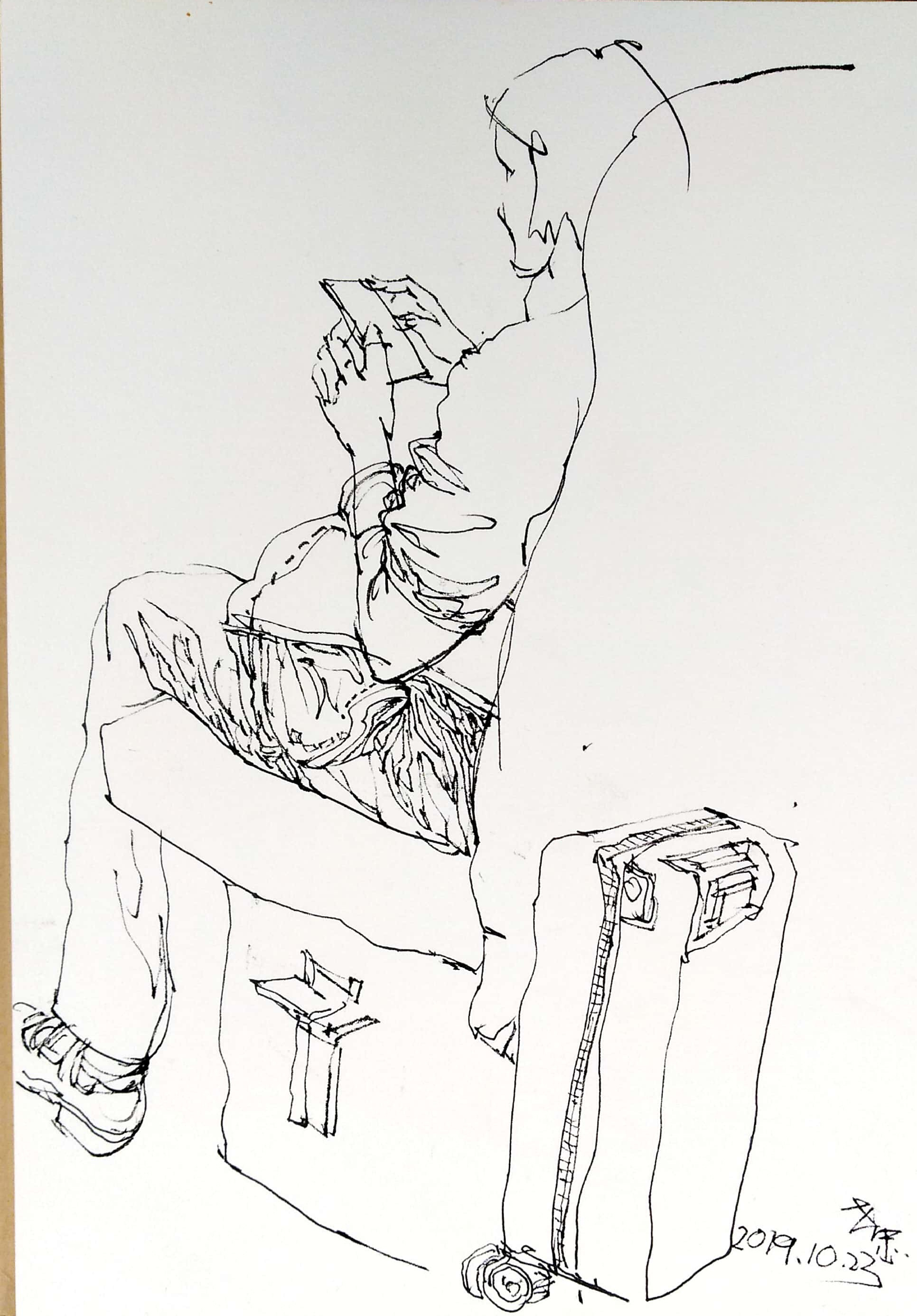 亲切友好的钢笔画速写