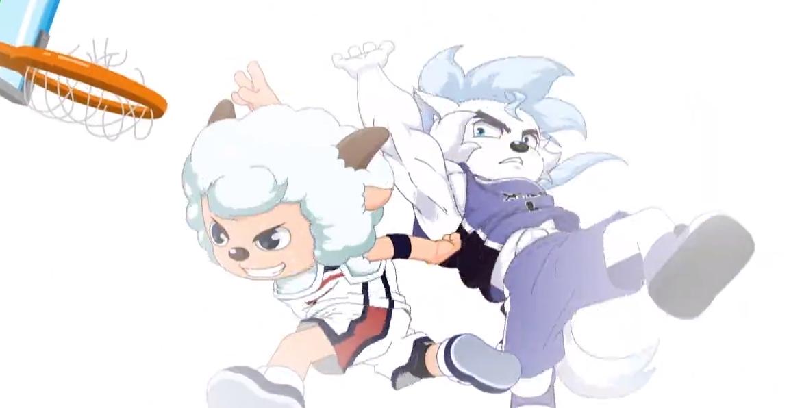 喜羊羊球胜狼虎翼高燃场面,喜羊羊与灰太狼懒羊羊投出三分球