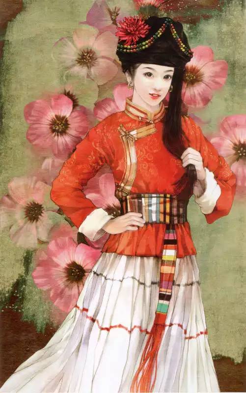 56个民族人物画,56个民族各具风韵白描人物画