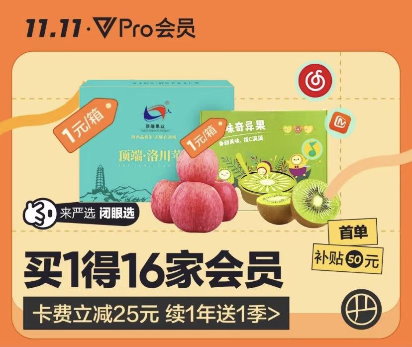 双十一买1得16，网易严选Pro会员yyds