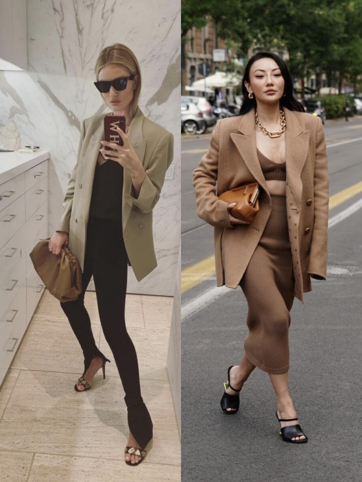 穿温暖驼色系配基础色更质感,摩卡色打底搭配驼色外套