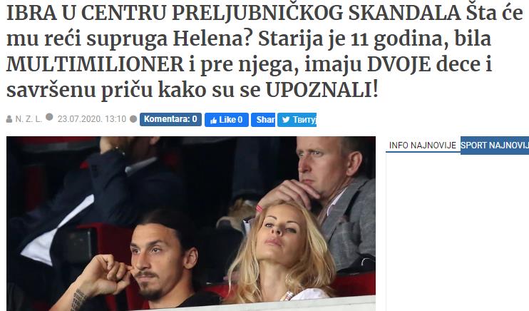 网上亲密互动,线下共进晚餐,伊布与意大利最美足球女主播搭上了?这让长他11岁,生了俩孩子的女友怎么想?