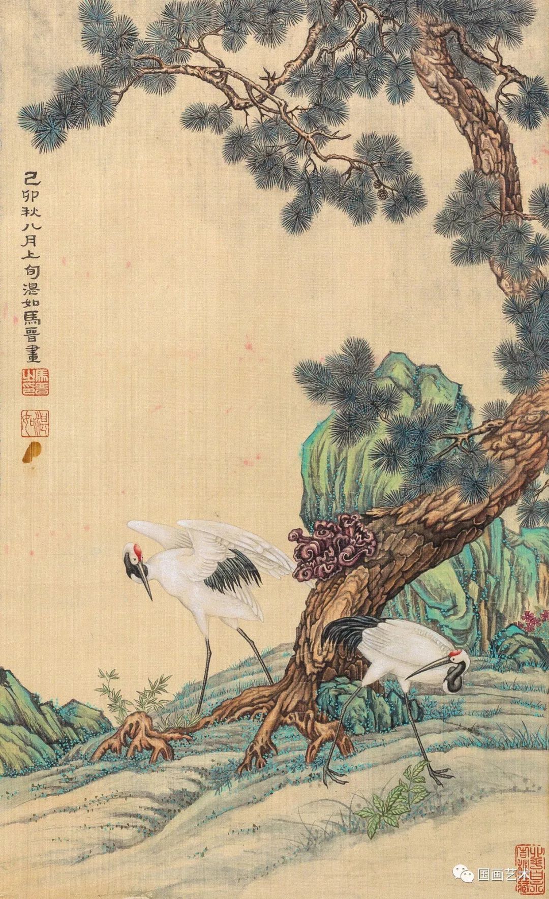 松鹤延年比较有名的图画,写意松鹤图看一下