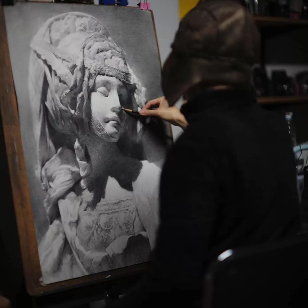 一眼惊艳的素描画,一眼望不到尽头的路素描画