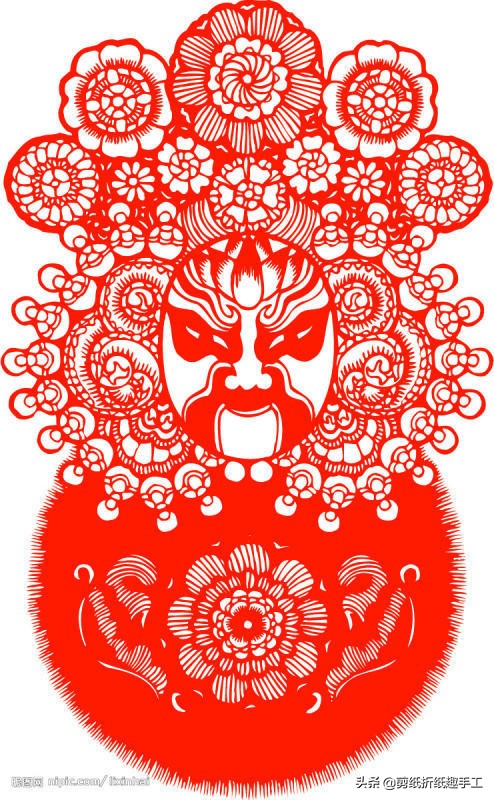 民俗剪纸戏曲脸谱剪纸图案欣赏,花旦脸谱简笔画简单又好看剪纸