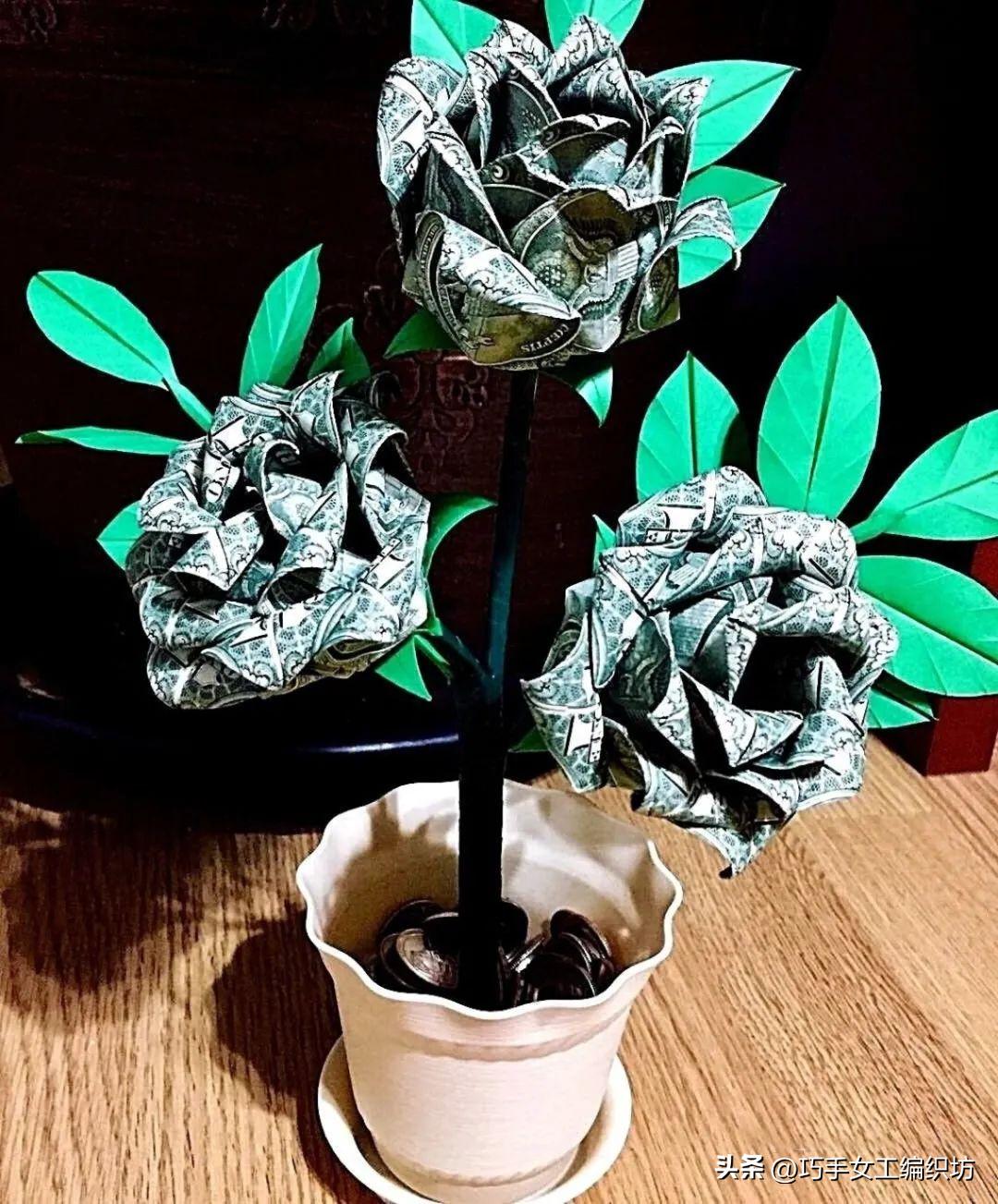 一张纸就能叠着的玫瑰,一张纸能折的红玫瑰花