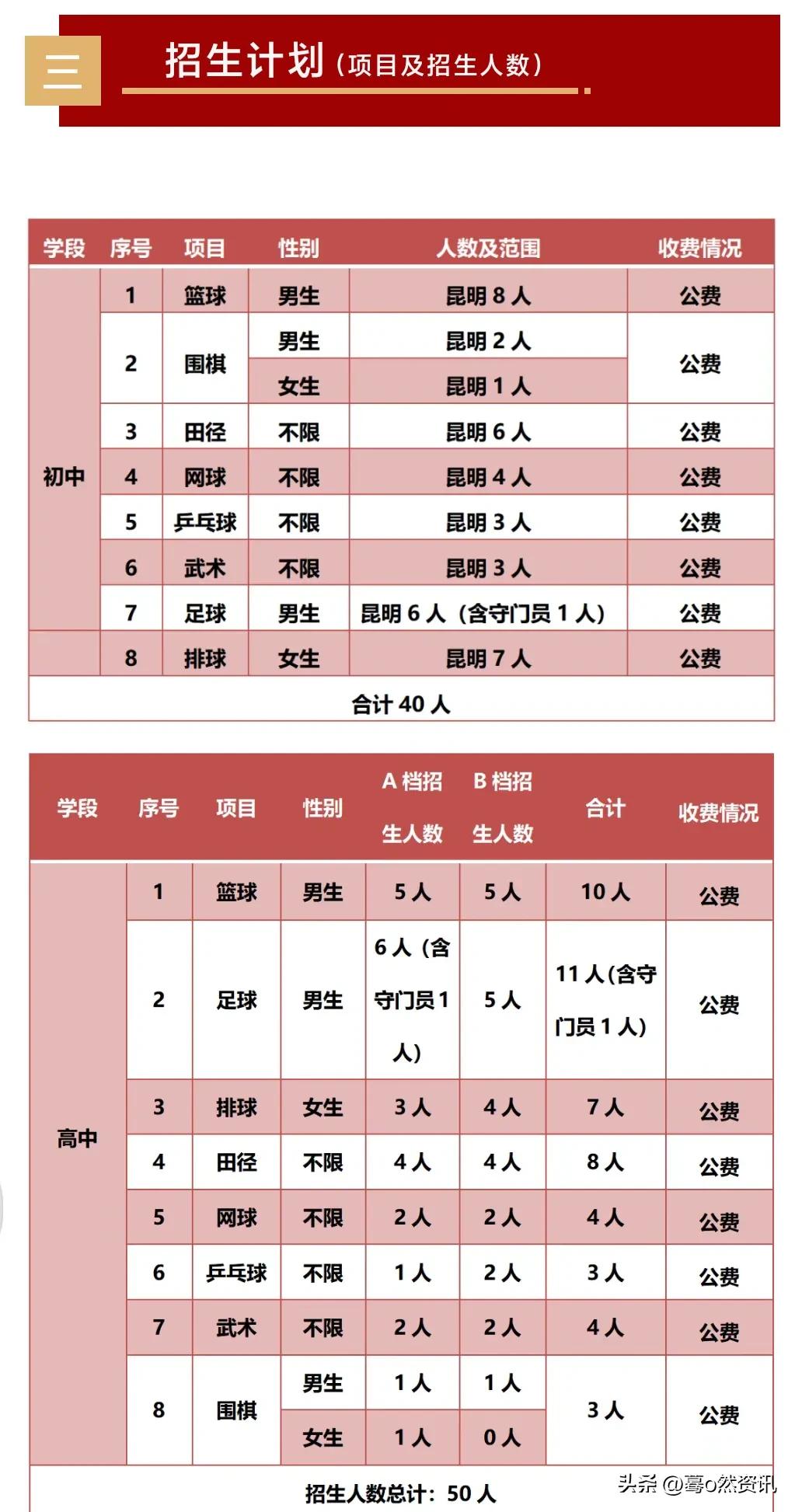 昆明市第十中学体育特长生,昆明市体育特长生招生学校