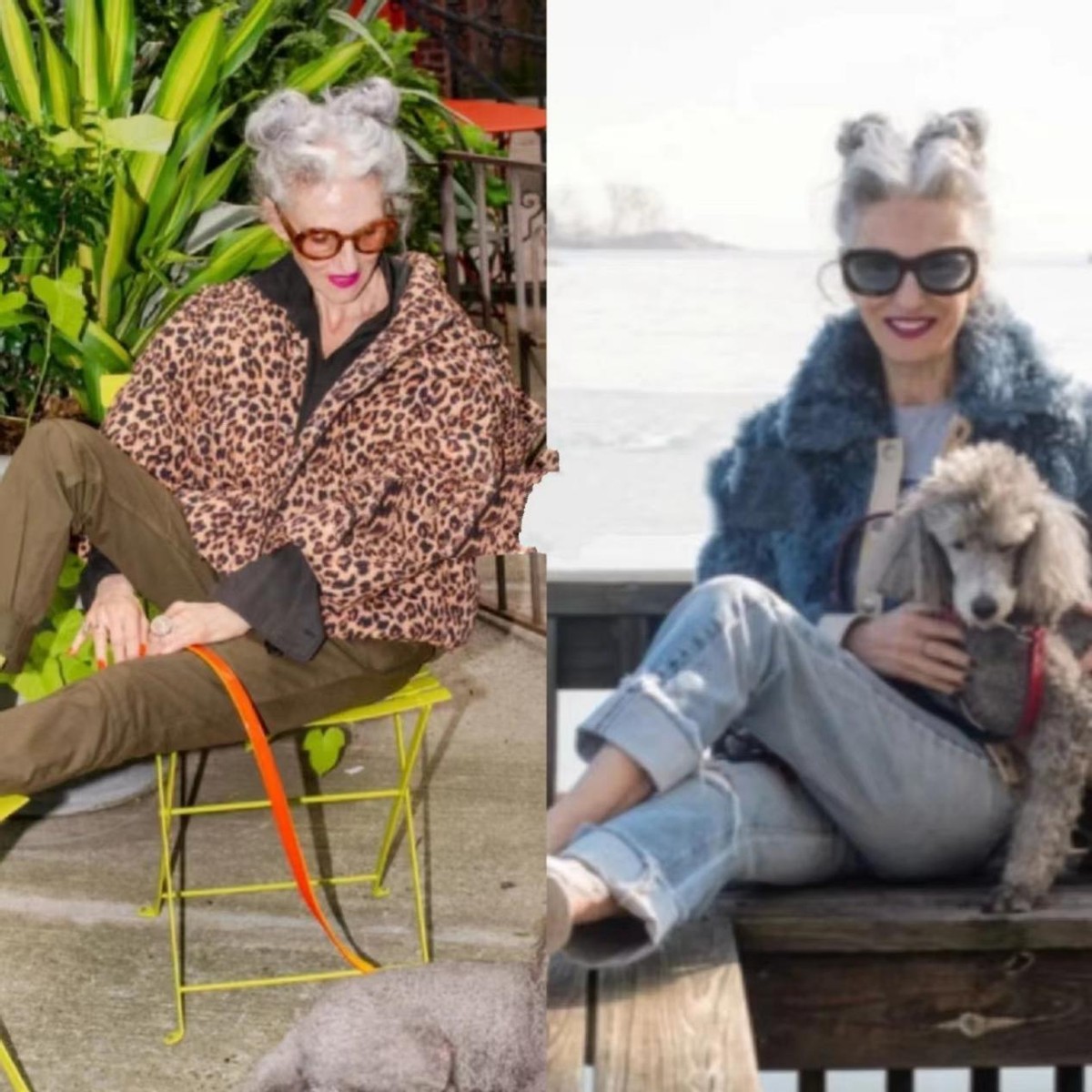 盘点潮流老奶奶穿搭,国外老奶奶牛仔时尚穿搭