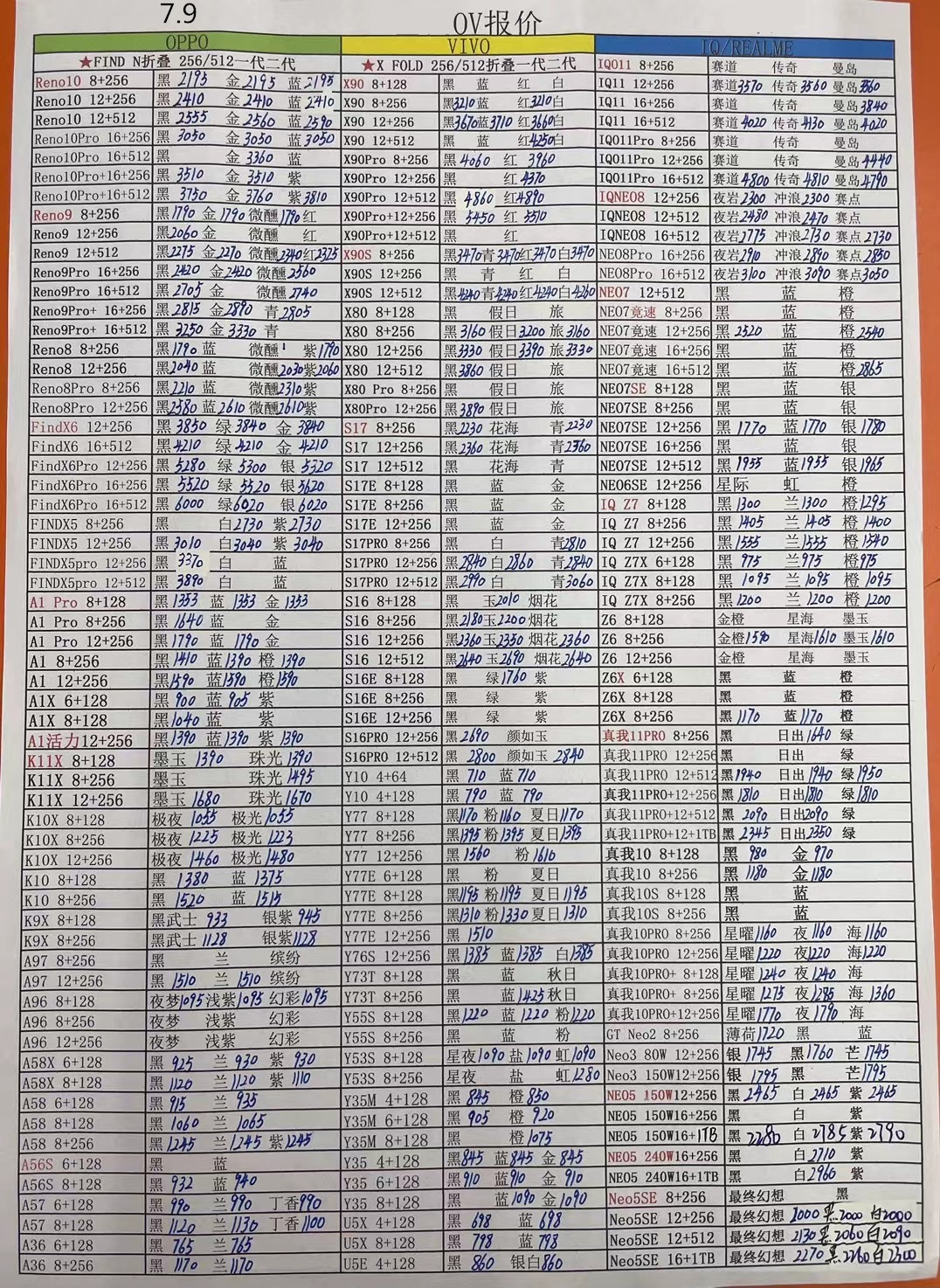 华强北2021年8月18日手机批发报价,华强北2021年3月手机批发价