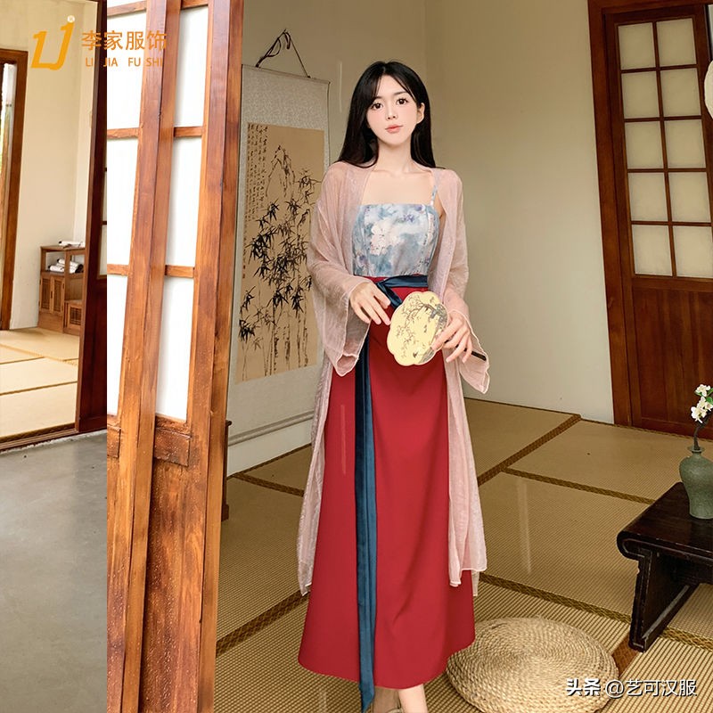 大码中国风连衣裙女黑色,大码新中式国风改良汉服连衣裙女