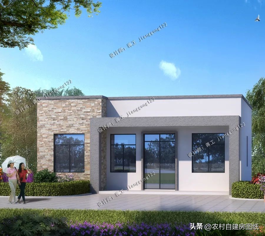 小户型房设计平房,极简现代风格一层平房