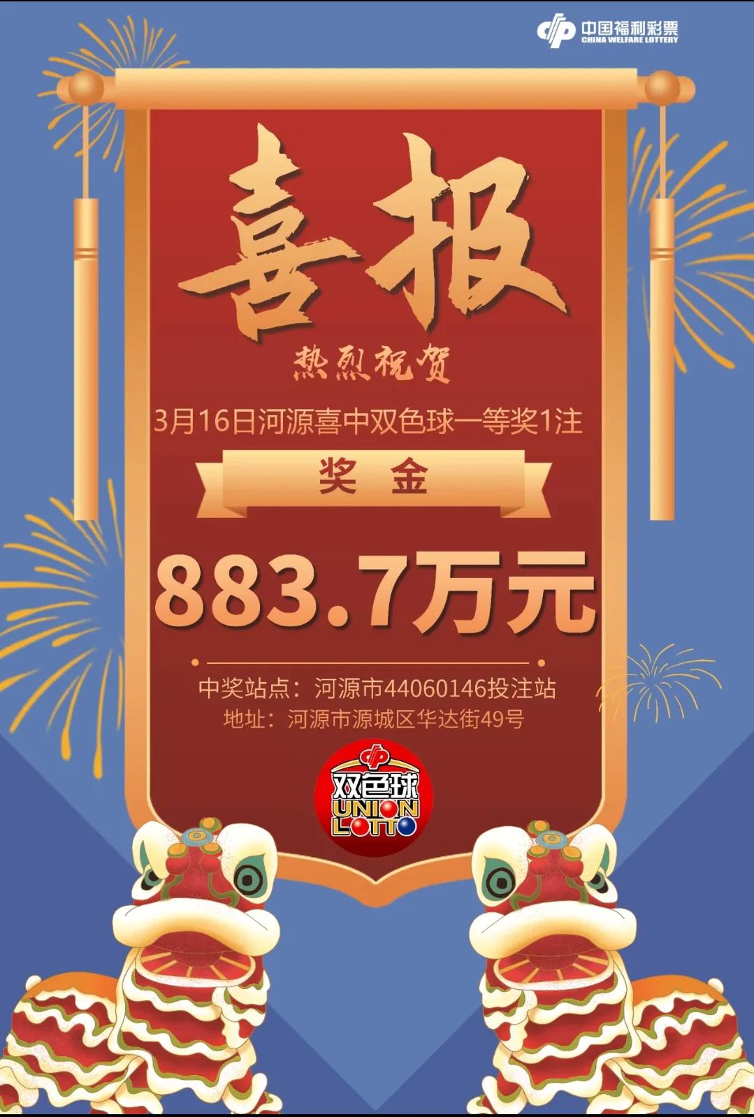 未卜先知?5注自选号大同小异蓝码统一,河源90后小伙10元中883万