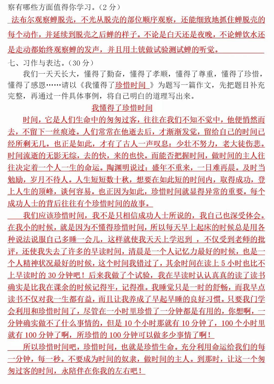 四年级语文上册期末测试卷答案,2021-2022四年级上册语文期末答案
