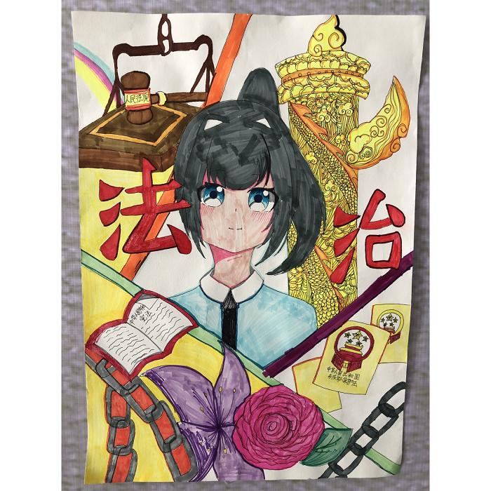 法制安全小学生绘画,法治护航未成年人绘画作品