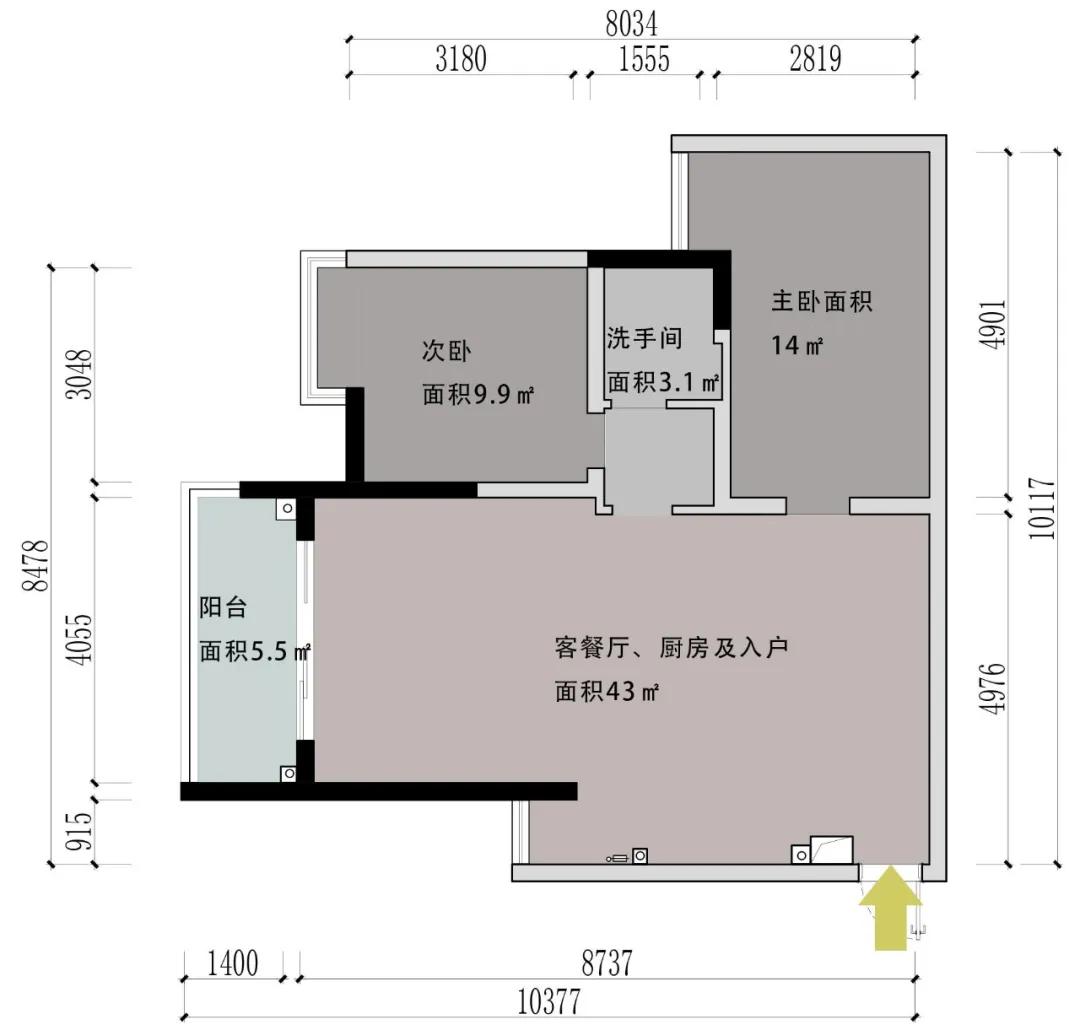 75平米现代风格婚房设计,75平方工业风婚房